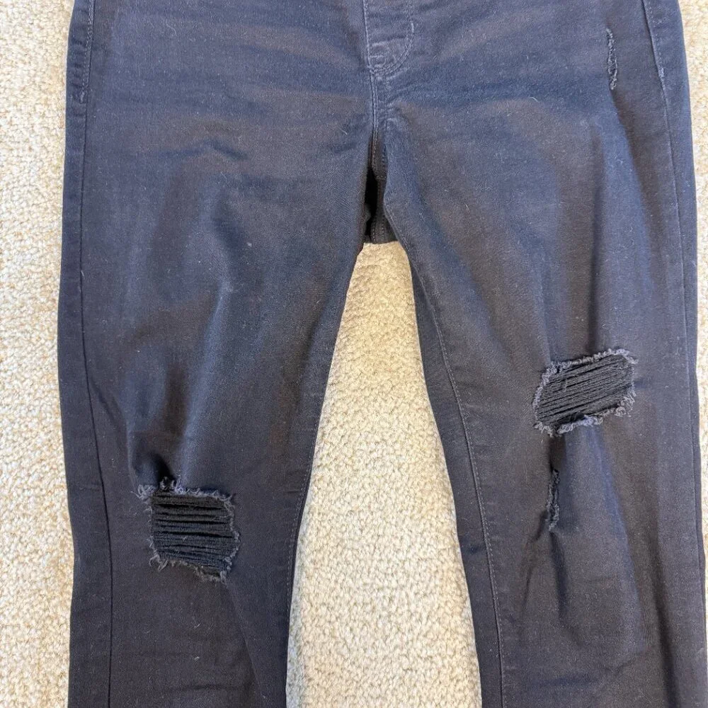 OLD NAVY Womens Black ROCKSTAR JEGGINGS Pull On Jeans Size 8 Distressed F455